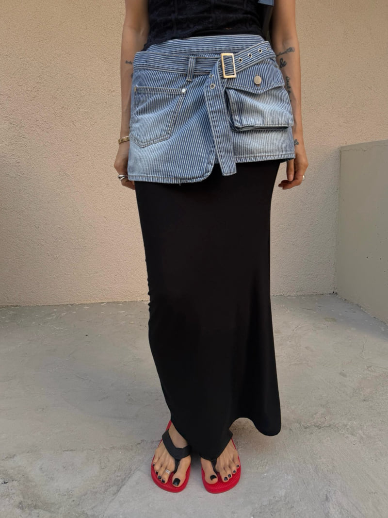 Abbeylee - Korean Women Fashion - #womensfashion - Denim Wrap Layered Skirt - 5
