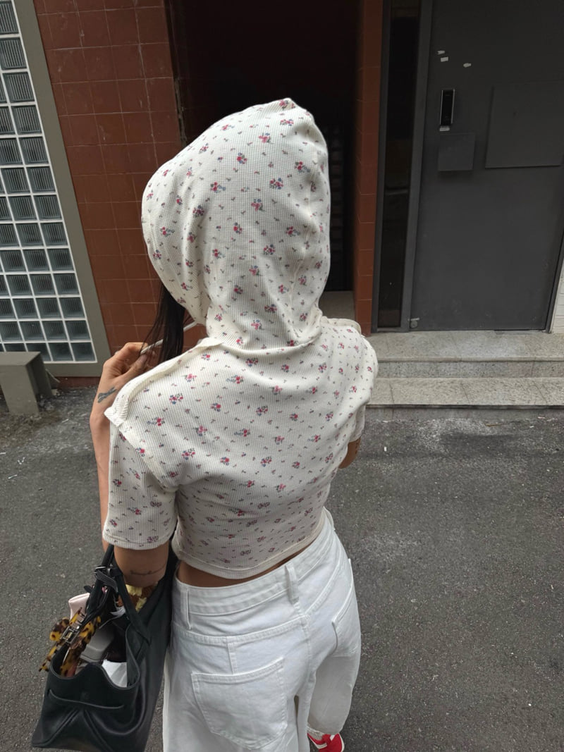 Abbeylee - Korean Women Fashion - #womensfashion - Flower Hoodie Bodysuit - 9