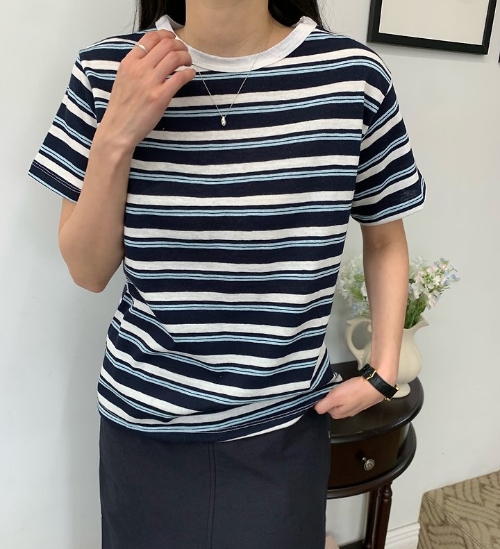 Allu - Korean Women Fashion - #momslook - Breeze Stripe Tee - 6