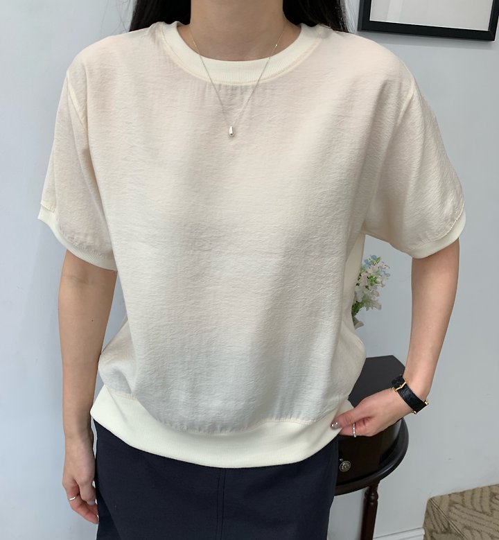 Allu - Korean Women Fashion - #womensfashion - Short Sleeve Sweatshirt Blouse - 4