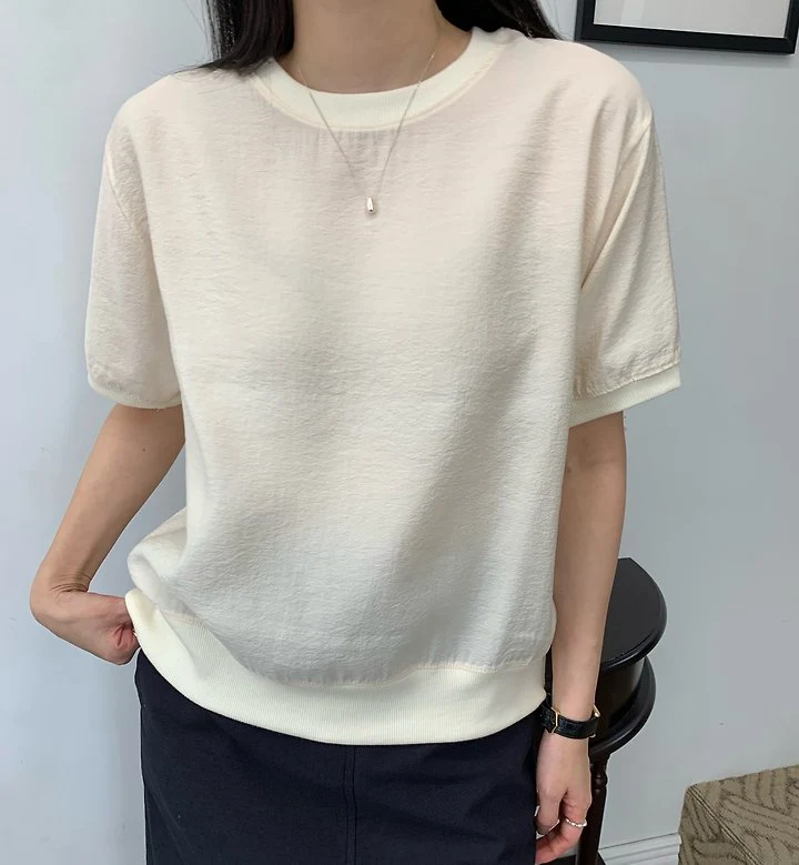 Allu - Korean Women Fashion - #momslook - Short Sleeve Sweatshirt Blouse - 5