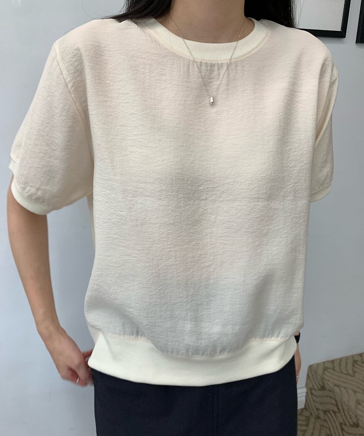 Allu - Korean Women Fashion - #momslook - Short Sleeve Sweatshirt Blouse - 6