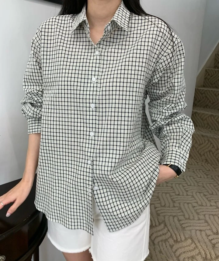 Allu - Korean Women Fashion - #momslook - Mew Check Shirt