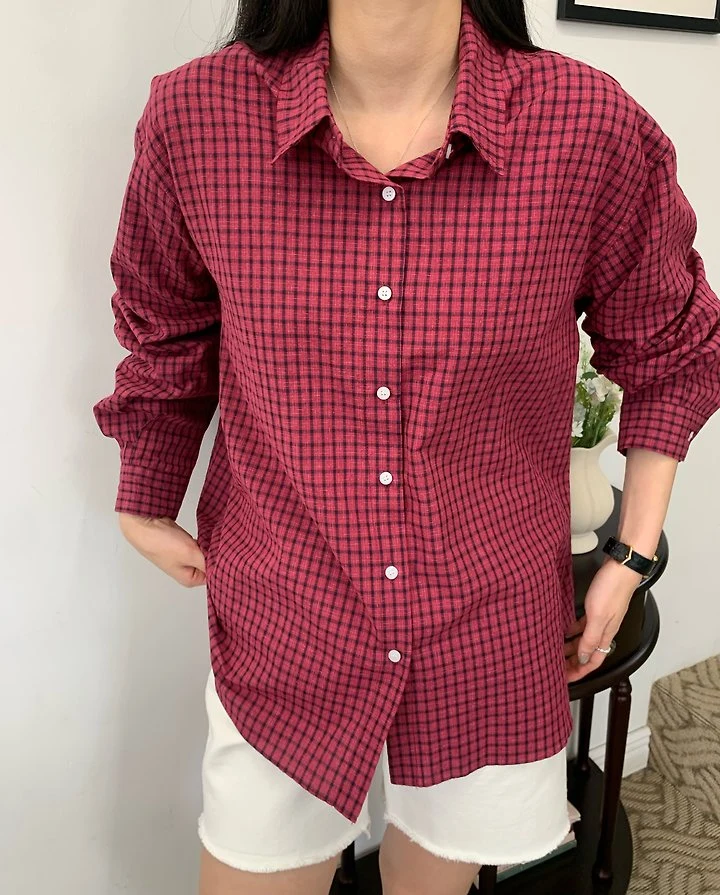 Allu - Korean Women Fashion - #momslook - Mew Check Shirt - 12