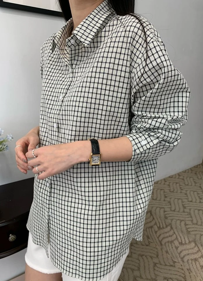 Allu - Korean Women Fashion - #momslook - Mew Check Shirt - 2