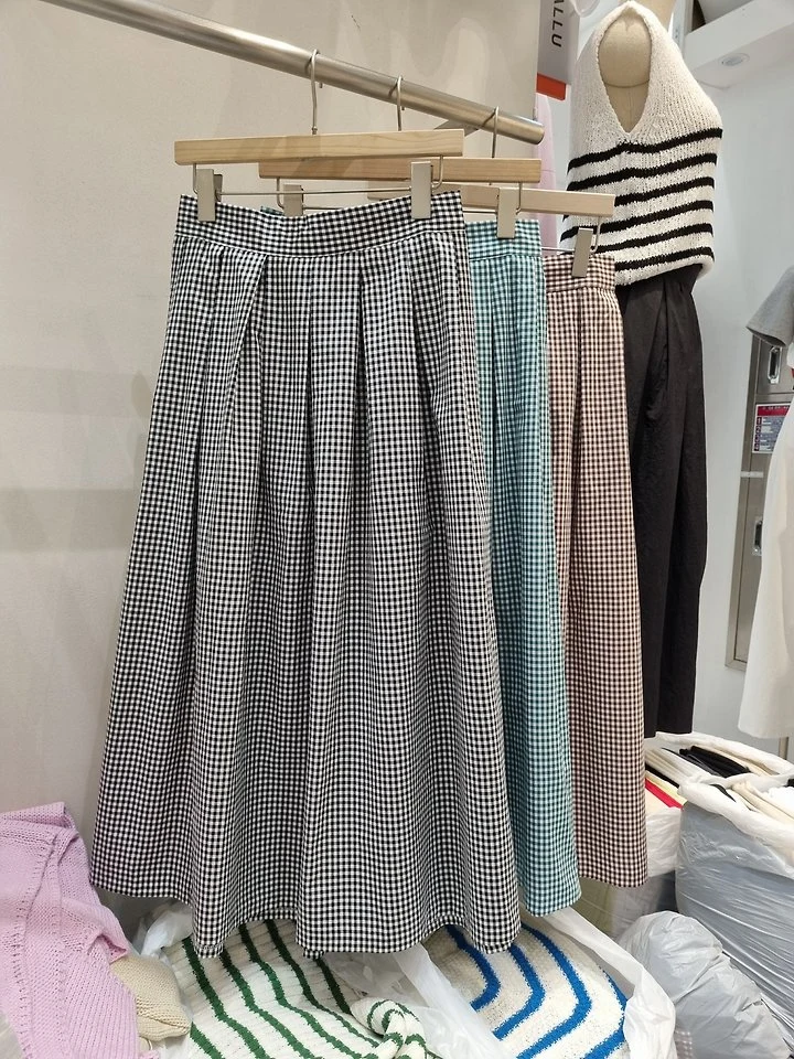 Allu - Korean Women Fashion - #momslook - Gingham Over Skirt