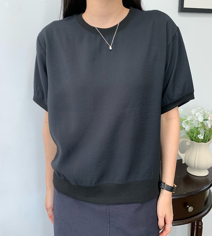 Allu - Korean Women Fashion - #pursuepretty - Short Sleeve Sweatshirt Blouse - 10