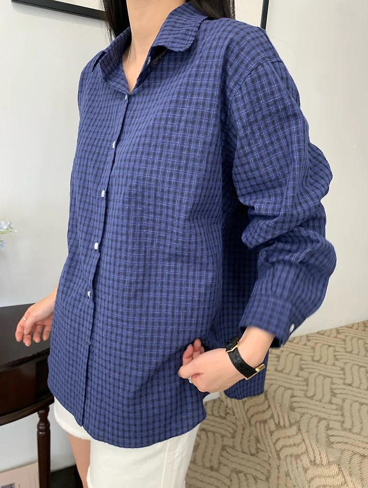 Allu - Korean Women Fashion - #romanticstyle - Mew Check Shirt - 8