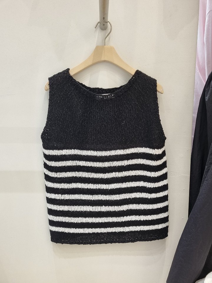 Allu - Korean Women Fashion - #vintagekidsstyle - Linen Stripe Sleeveless Top - 3