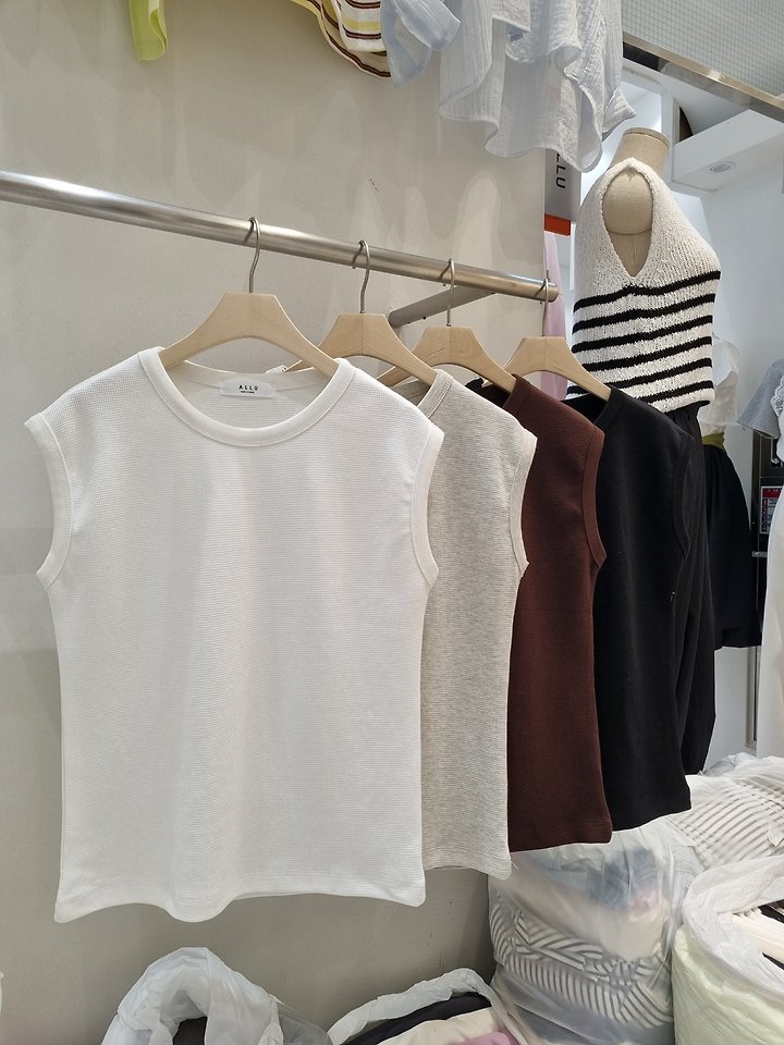Allu - Korean Women Fashion - #womensfashion - Waffle Tank Top