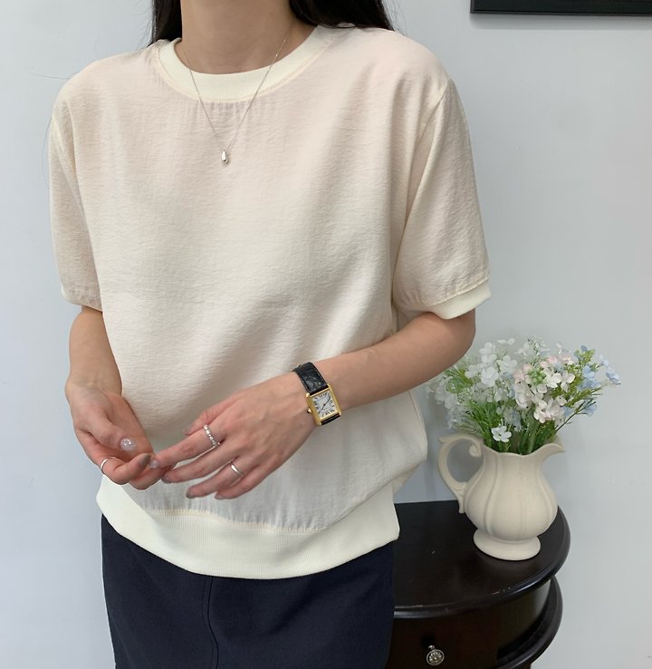 Allu - Korean Women Fashion - #womensfashion - Short Sleeve Sweatshirt Blouse - 3