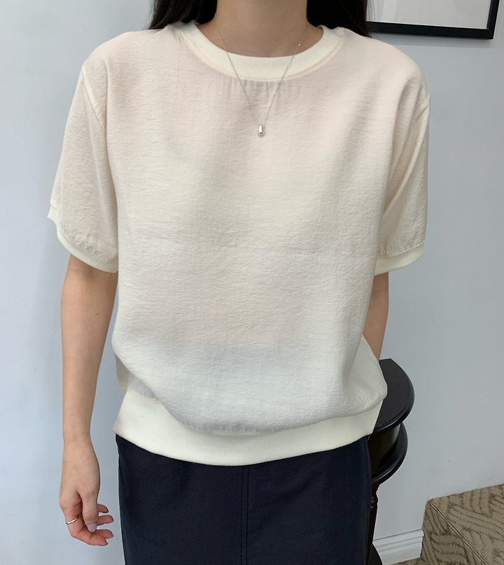 Allu - Korean Women Fashion - #womensfashion - Short Sleeve Sweatshirt Blouse - 7