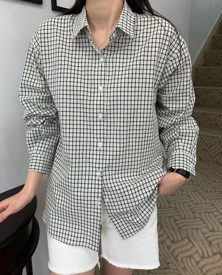 Allu - Korean Women Fashion - #womensfashion - Mew Check Shirt - 3