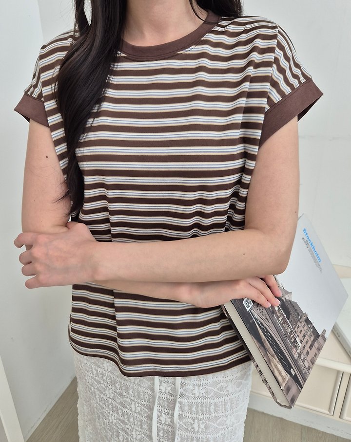 Allu - Korean Women Fashion - #womensfashion - Stripe Drop Sleeveless Top - 10