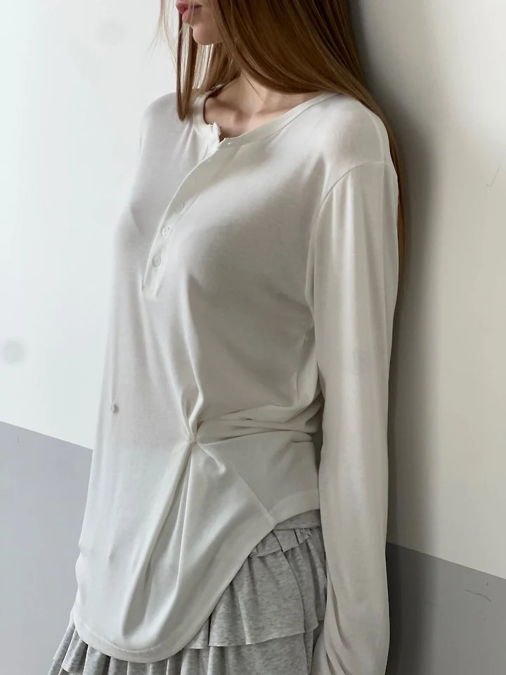 Another Avenue - Korean Women Fashion - #momslook - Cool Button Tee - 5