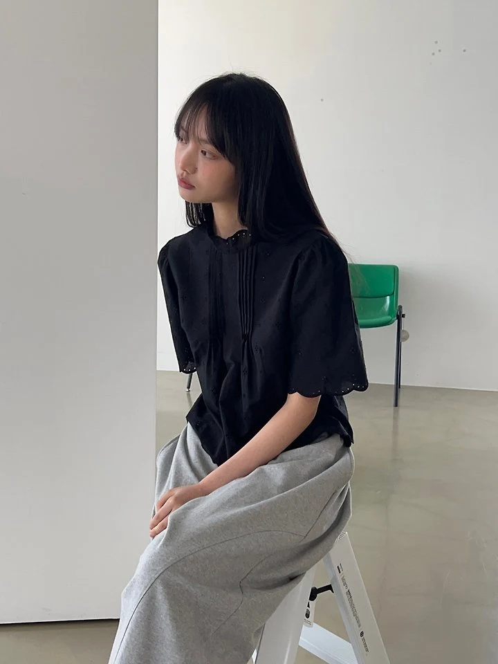 Another Avenue - Korean Women Fashion - #momslook - Half Neck Scallop Blouse - 12