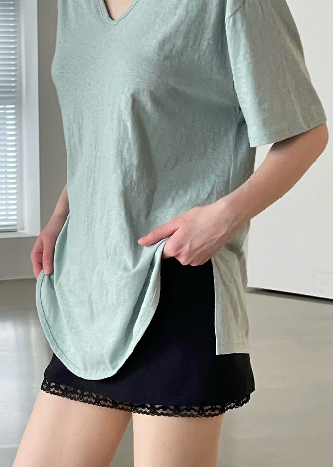 Another Avenue - Korean Women Fashion - #momslook - Recycled U-Neck Tee - 7