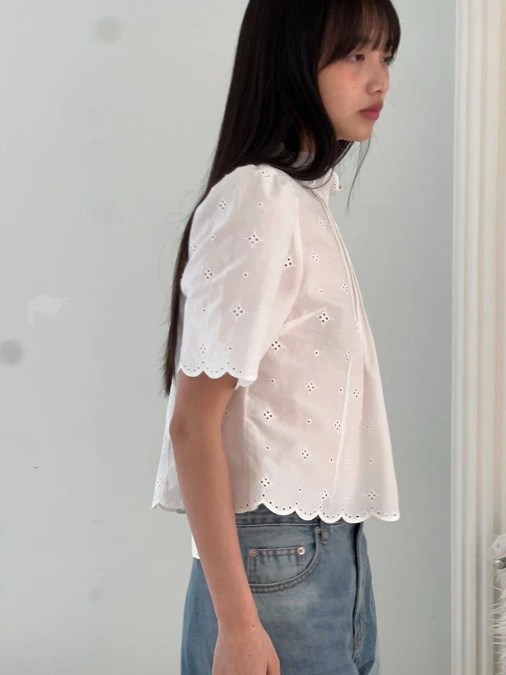 Another Avenue - Korean Women Fashion - #restrostyle - Half Neck Scallop Blouse - 5