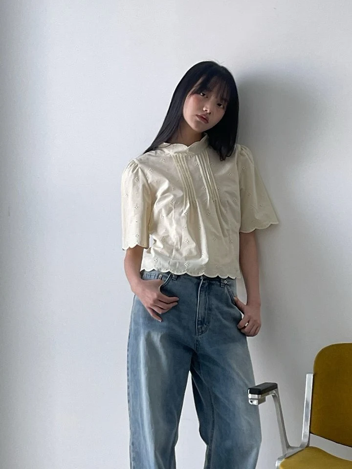 Another Avenue - Korean Women Fashion - #romanticstyle - Half Neck Scallop Blouse - 6