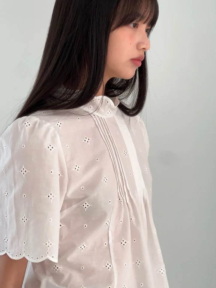 Another Avenue - Korean Women Fashion - #vintagekidsstyle - Half Neck Scallop Blouse - 3