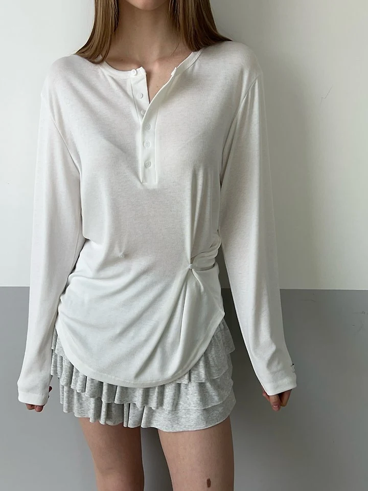 Another Avenue - Korean Women Fashion - #momslook - Cool Button Tee - 4