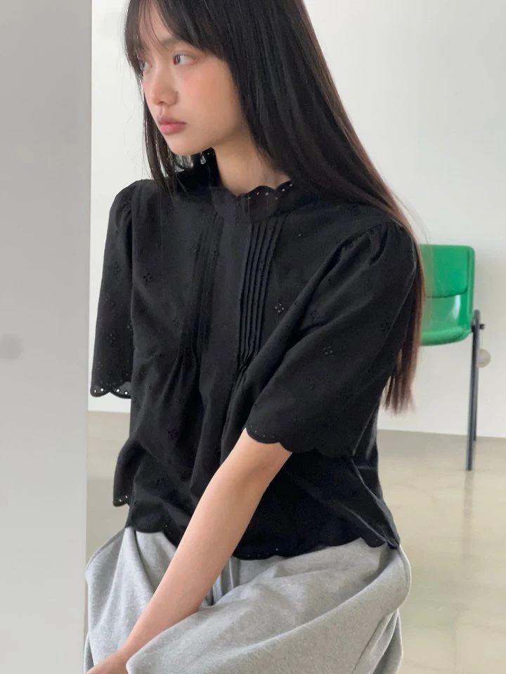 Another Avenue - Korean Women Fashion - #womensfashion - Half Neck Scallop Blouse - 11