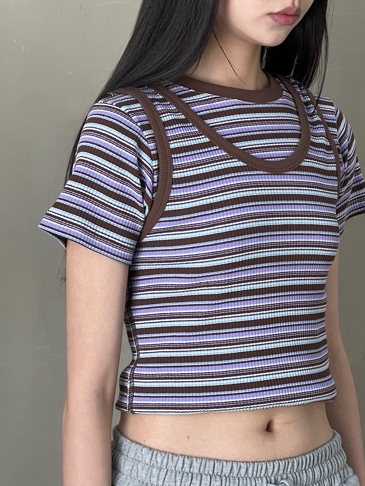 Another Avenue - Korean Women Fashion - #womensfashion - Retro Sleeveless Half Sleeve Tee - 9