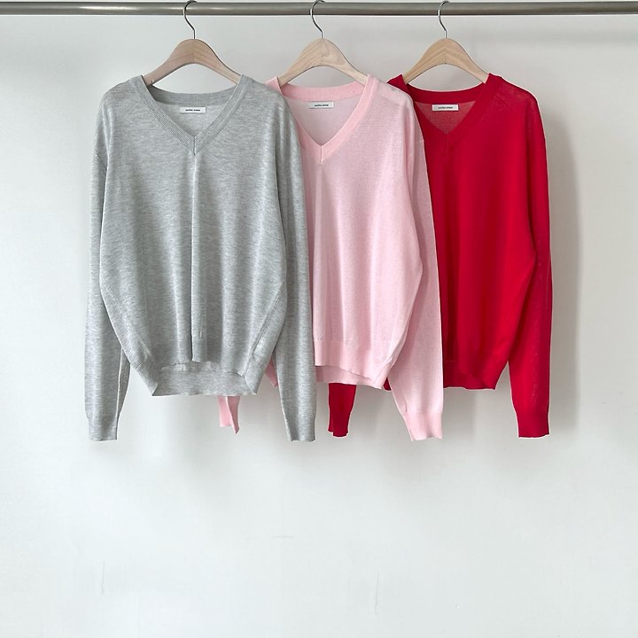 Another Avenue - Korean Women Fashion - #womensfashion - Silhouette V-Neck Knit