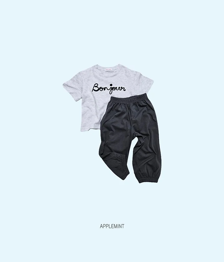 Applemint - Korean Children Fashion - #childrensboutique - Bonjour Embroidered Tee - 4