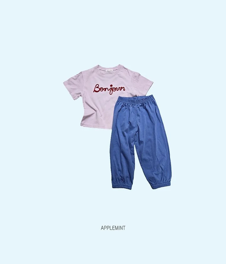 Applemint - Korean Children Fashion - #discoveringself - Bonjour Embroidered Tee - 5