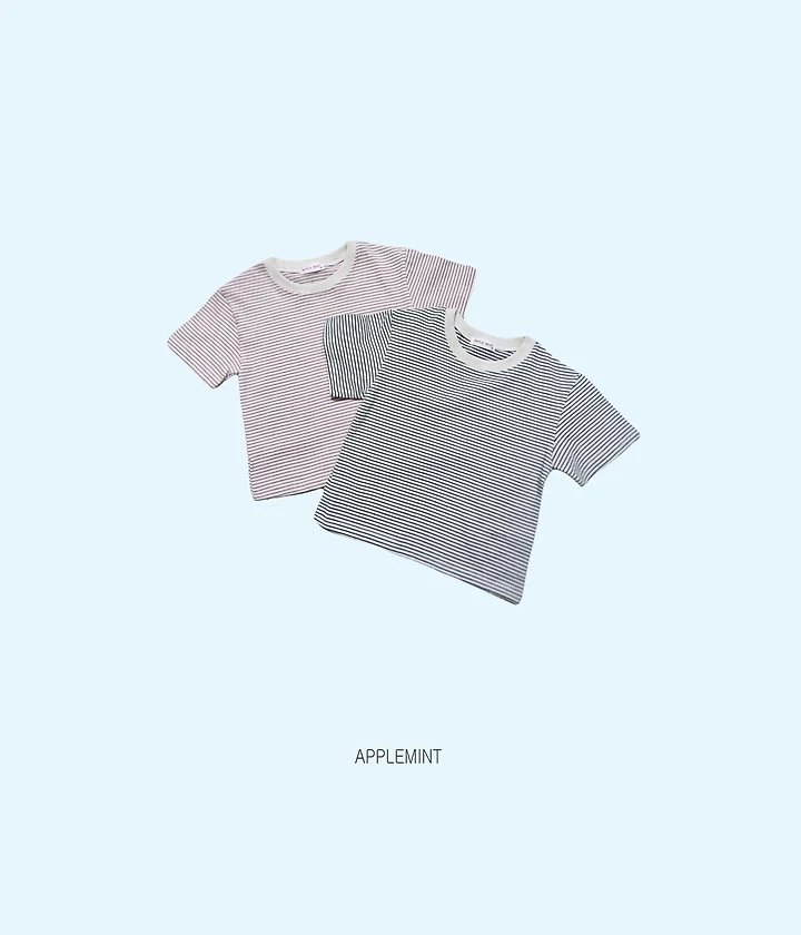 Applemint - Korean Children Fashion - #fashionkids - Thin Stripe Short Sleeve Tee