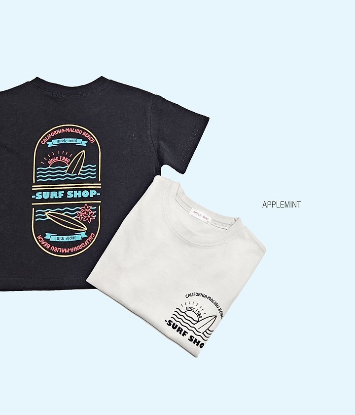 Applemint - Korean Children Fashion - #fashionkids - Surfer Front Back Print Tee - 7