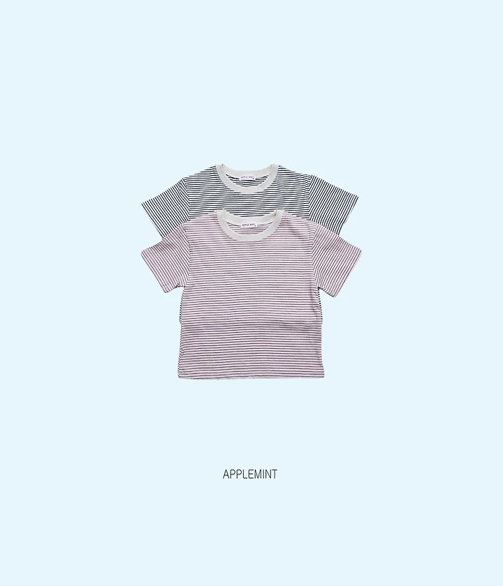 Applemint - Korean Children Fashion - #kidsstore - Thin Stripe Short Sleeve Tee - 3