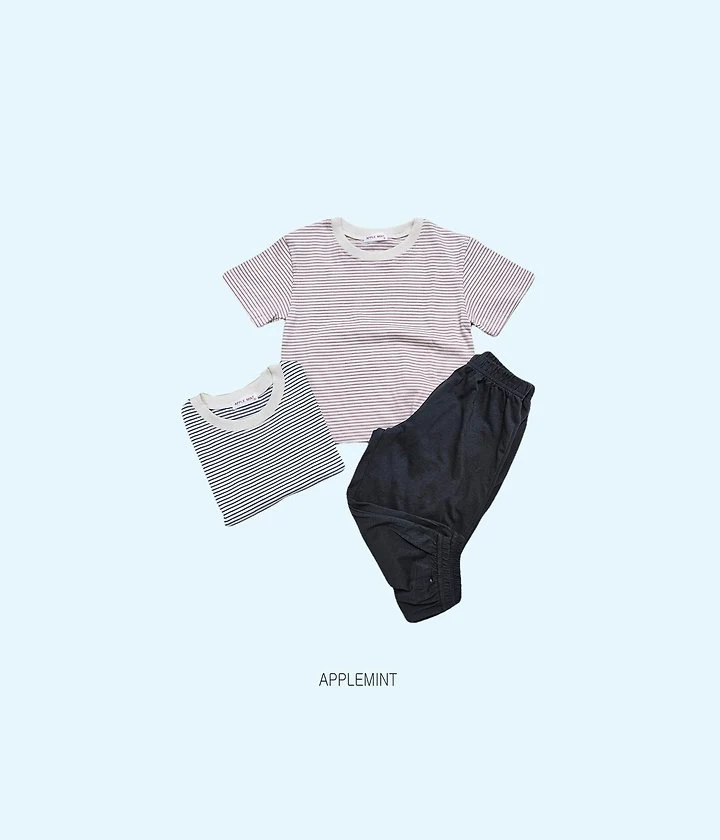 Applemint - Korean Children Fashion - #kidsstore - Thin Stripe Short Sleeve Tee - 4