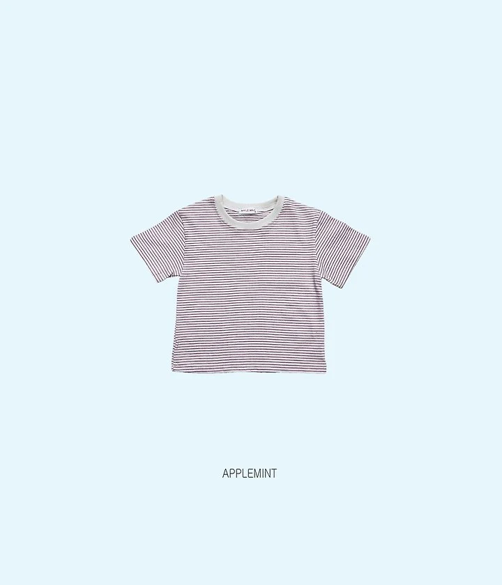 Applemint - Korean Children Fashion - #magicofchildhood - Thin Stripe Short Sleeve Tee - 7