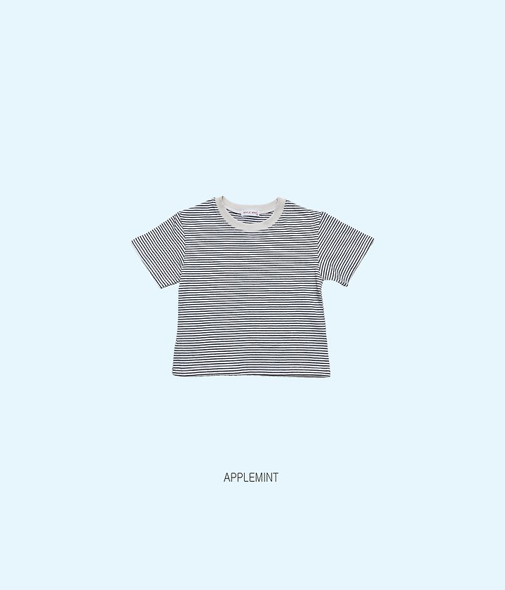 Applemint - Korean Children Fashion - #minifashionista - Thin Stripe Short Sleeve Tee - 8