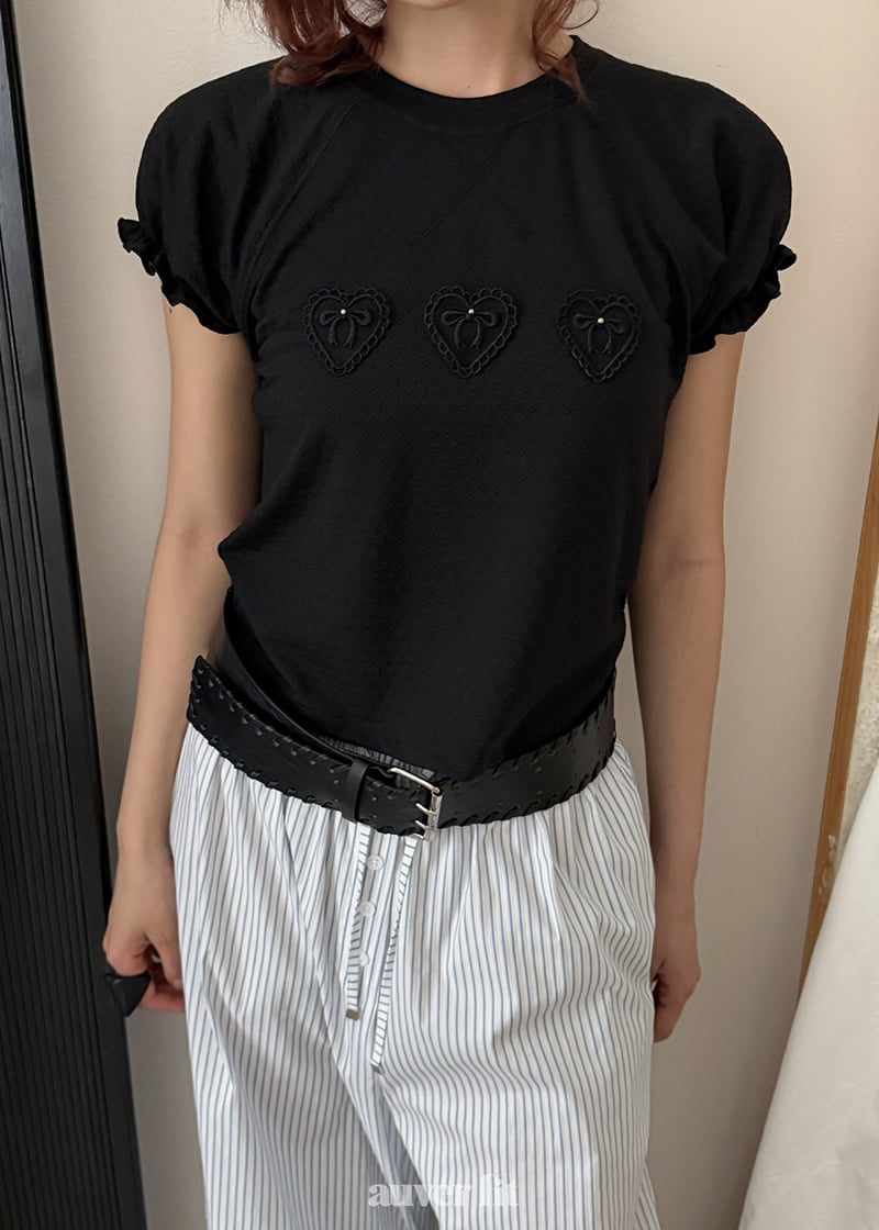 Auver_Fit - Korean Women Fashion - #womensfashion - Flower Heart Tee - 4