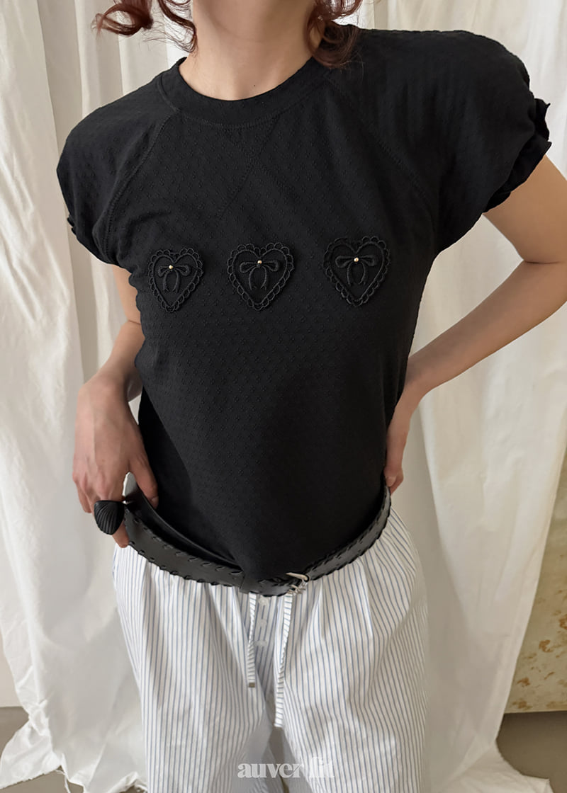 Auver_Fit - Korean Women Fashion - #momslook - Flower Heart Tee - 8