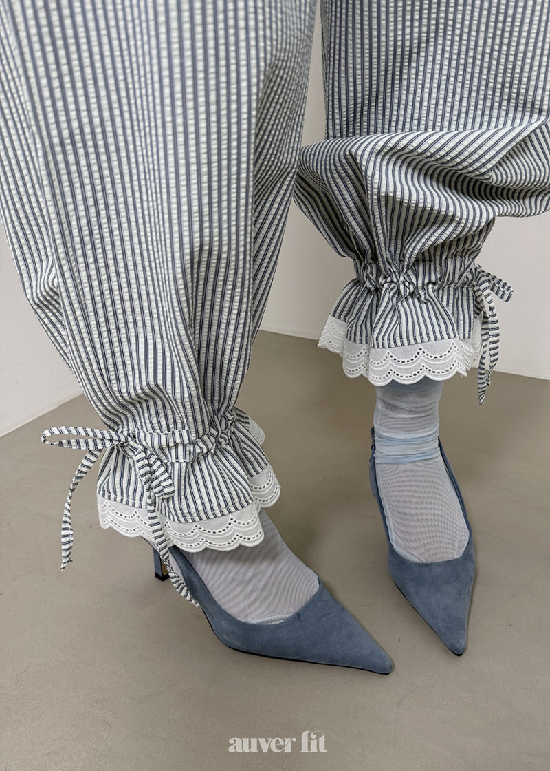 Auver_Fit - Korean Women Fashion - #momslook - Pajama Frill Pants - 5