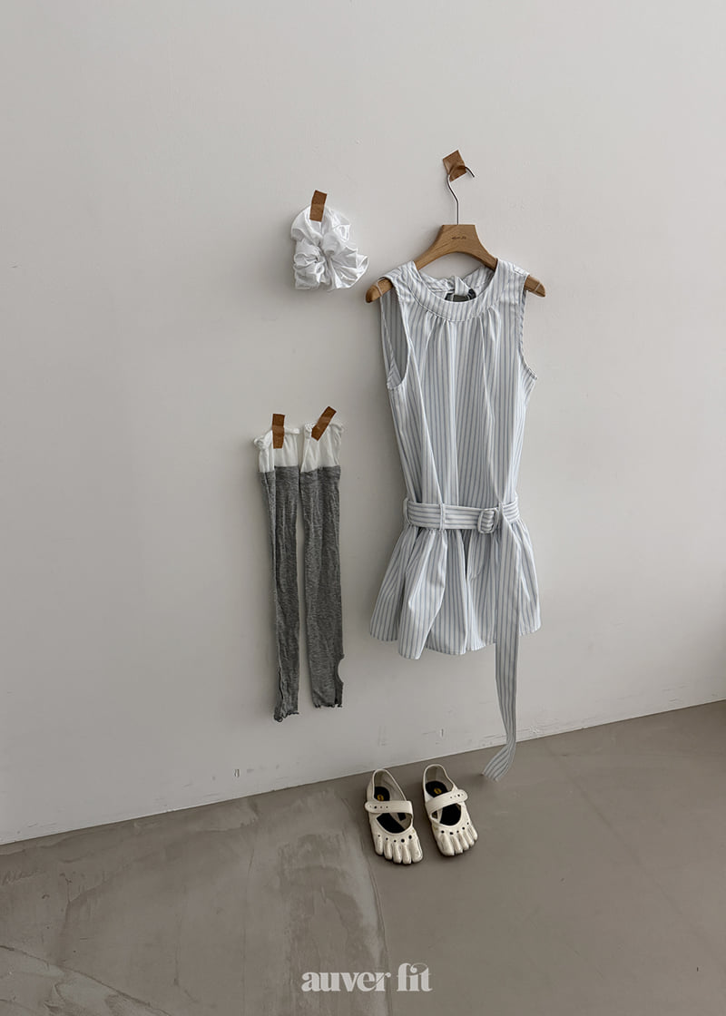 Auver_Fit - Korean Women Fashion - #momslook - Stripe Low Belt One-piece - 11