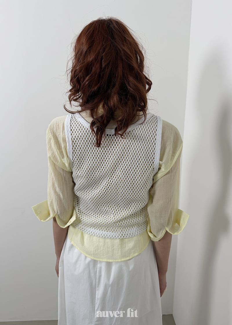 Auver_Fit - Korean Women Fashion - #momslook - Net Crop Sleeveless Top