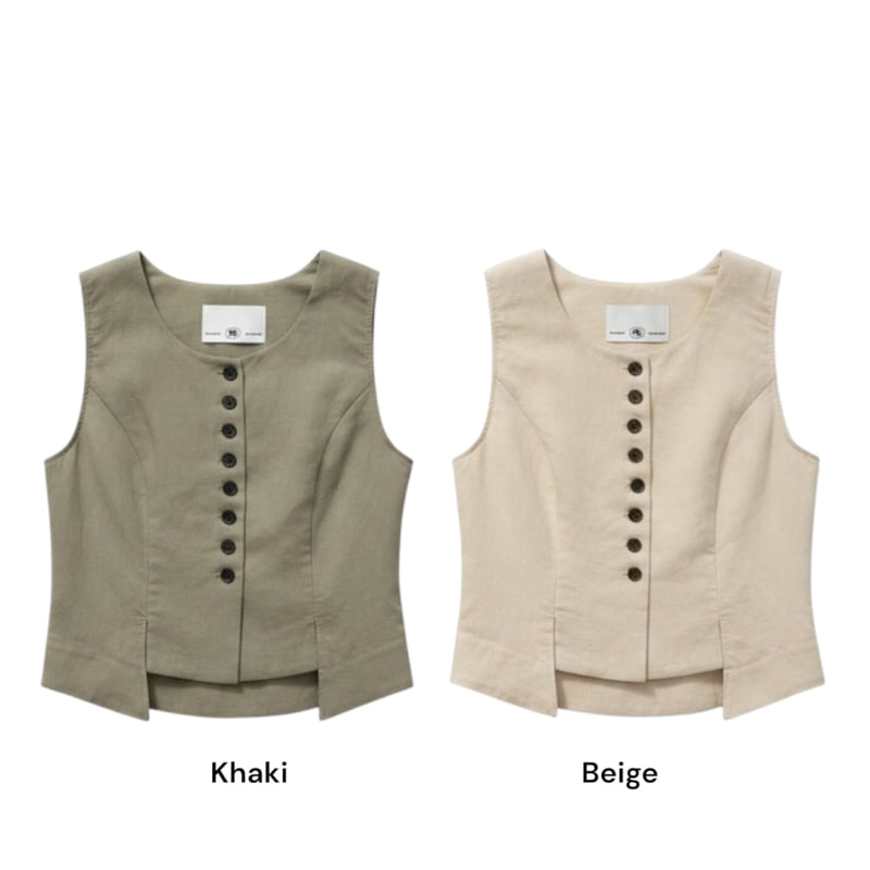 Auver_Fit - Korean Women Fashion - #momslook - Linen Asymmetrical Vest - 12