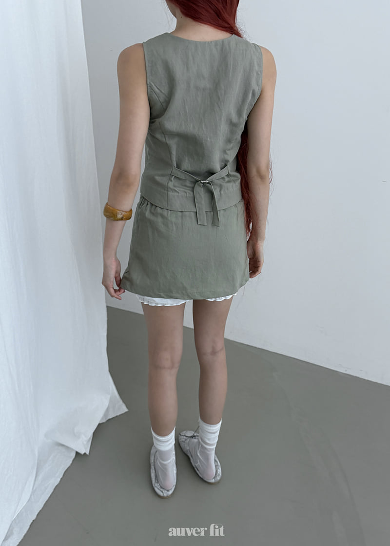 Auver_Fit - Korean Women Fashion - #momslook - Linen Asymmetrical Vest - 2