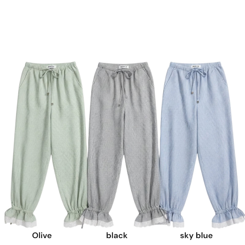 Auver_Fit - Korean Women Fashion - #womensfashion - Pajama Frill Pants - 12