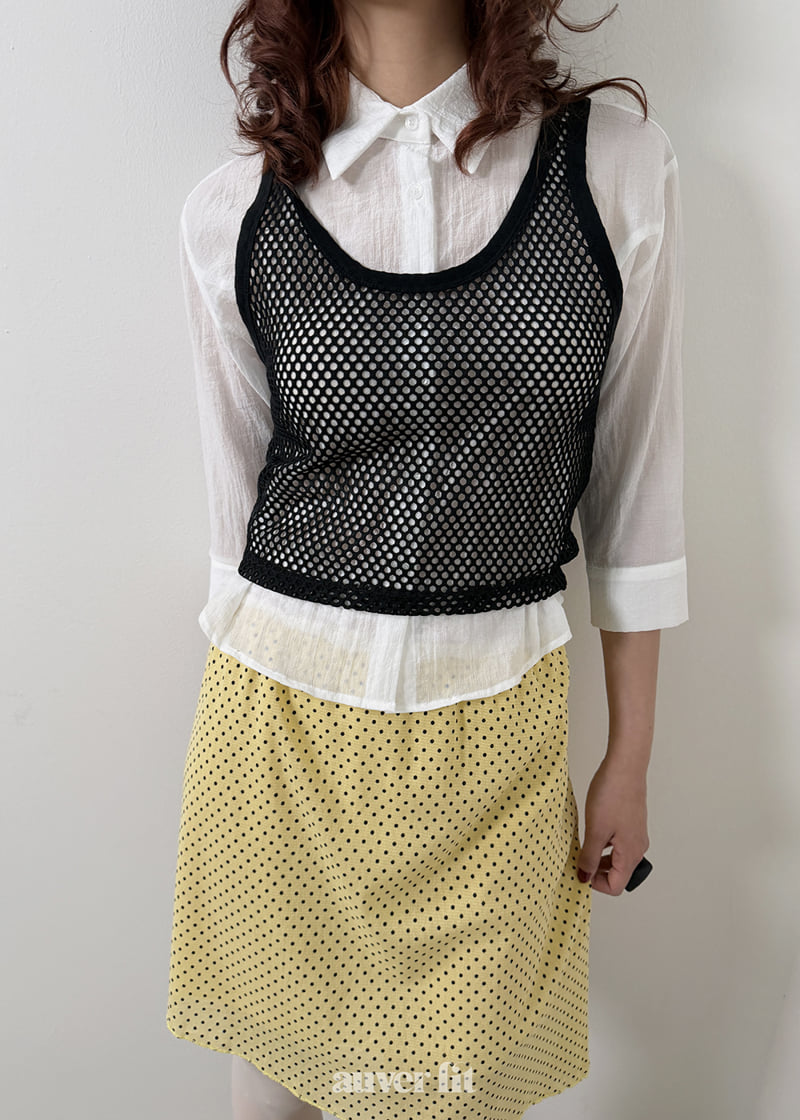 Auver_Fit - Korean Women Fashion - #womensfashion - Net Crop Sleeveless Top - 6
