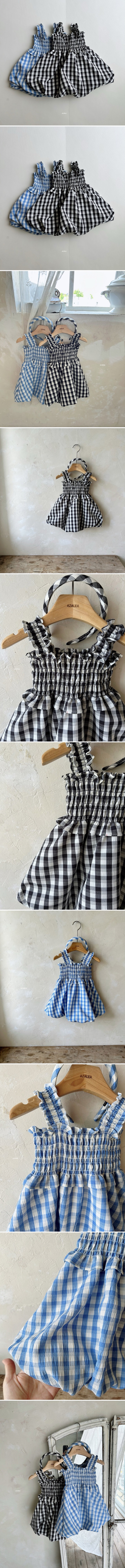 Azalea - Korean Children Fashion - #discoveringself - Blue Check One-piece - 2