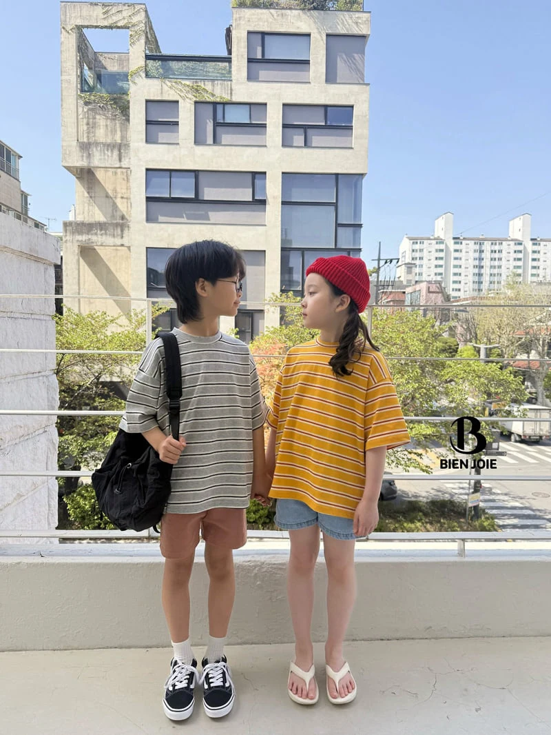 Bien Joie - Korean Children Fashion - #kidsshorts - Adele Striped Tee - 4