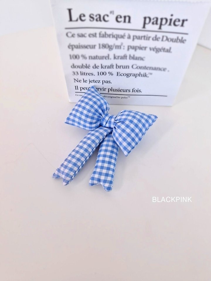Black Pink - Korean Children Fashion - #Kfashion4kids - Check Chubby Ribbon Pin - 12