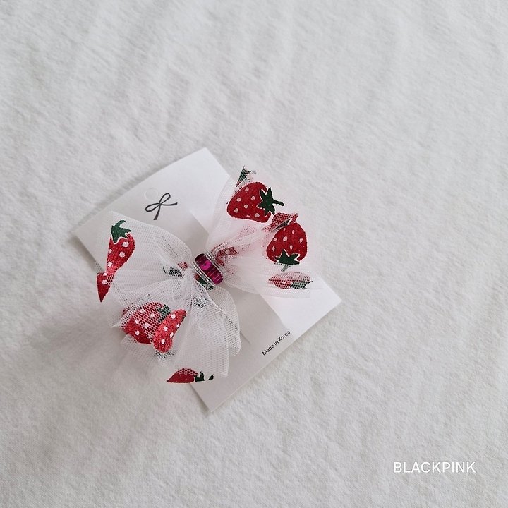 Black Pink - Korean Children Fashion - #Kfashion4kids - Strawberry Tulle Claw Clip - 5