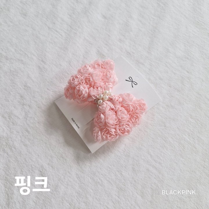 Black Pink - Korean Children Fashion - #kidzfashiontrend - Puffy Rose Ribbon Pin - 4